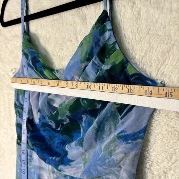 Lulus‎ Flowery Passion Blue Floral Print Cowl Neck Midi Dress Women’s Small NEW - Picture 12 of 14